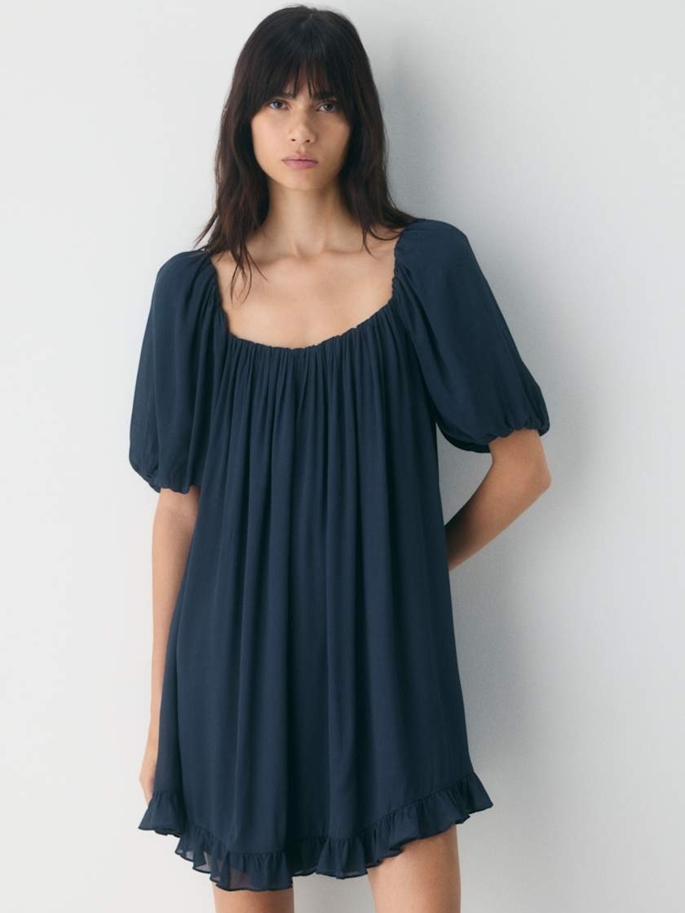 Aritzia Sunset Babydoll Mini Dress Puff Sleeve Cottagecore Size S NWOT